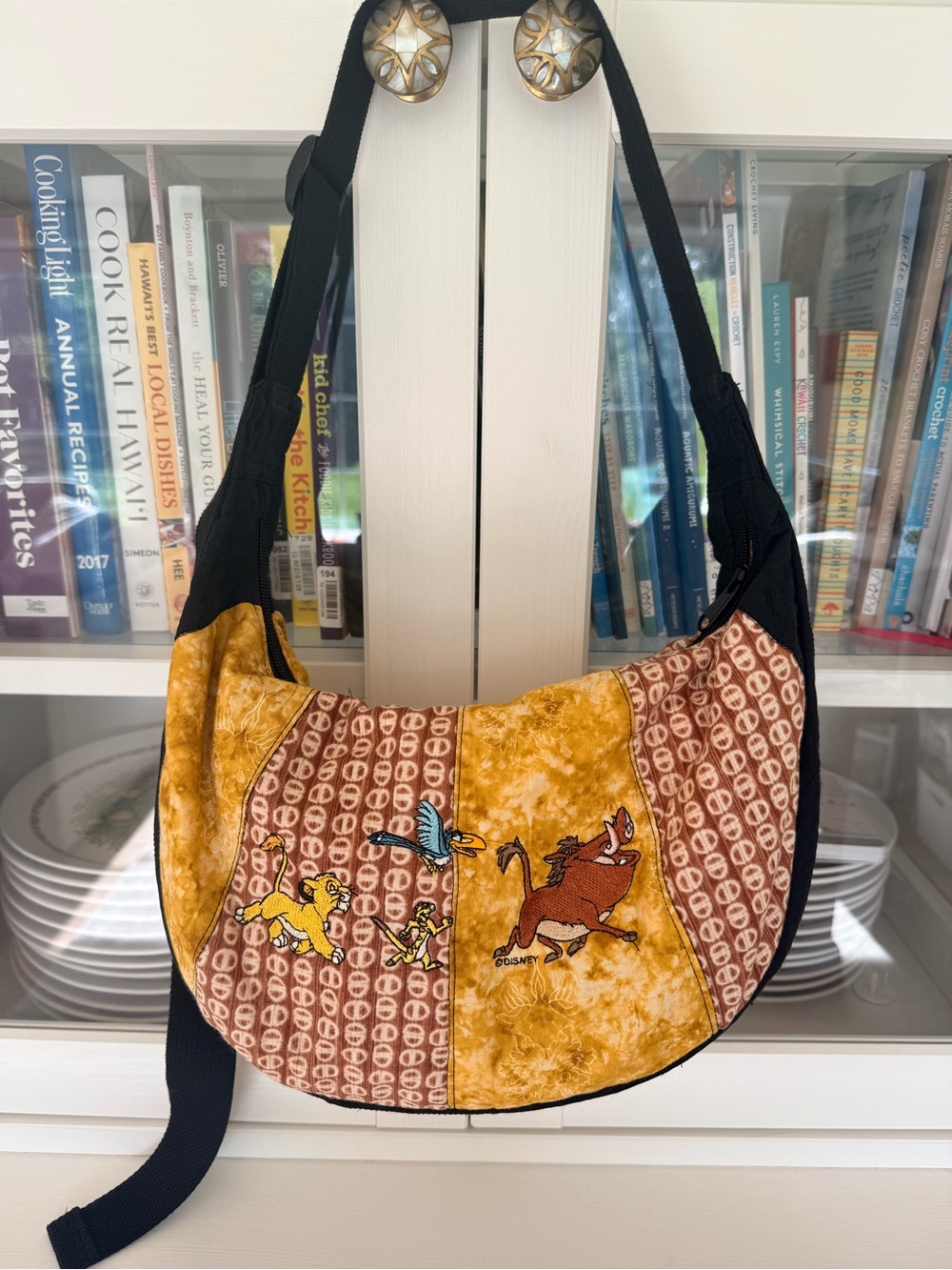 Disney The Lion King Patchwork Crossbody Crescent Bag in Mustard and Brown